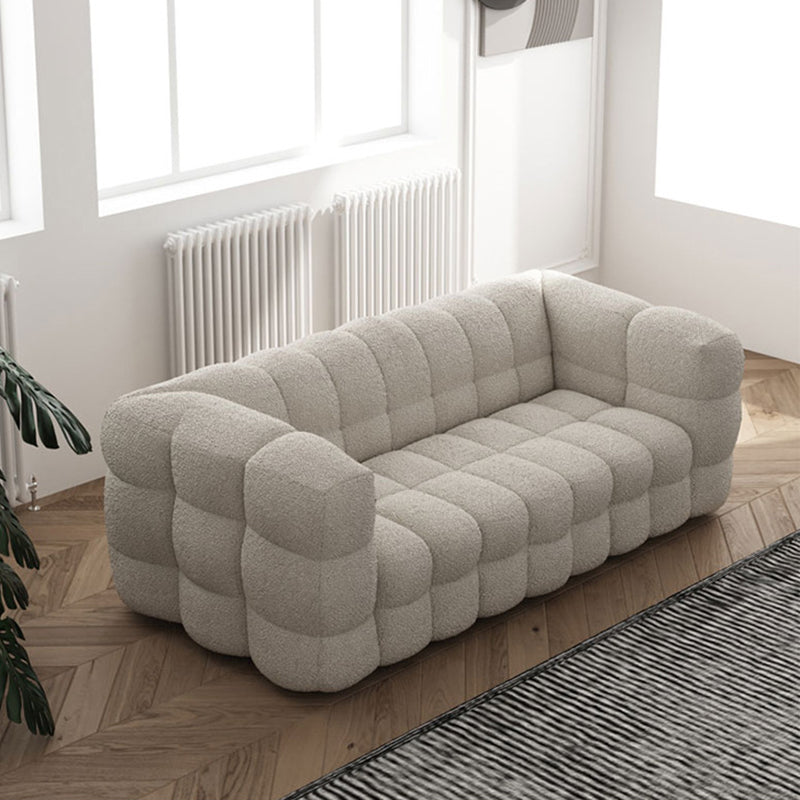 White Biscuit Back Sofa Stain Resistant Modern Tuxedo Arm Sofa