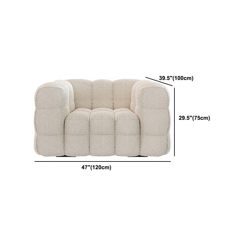 White Biscuit Back Sofa Stain Resistant Modern Tuxedo Arm Sofa