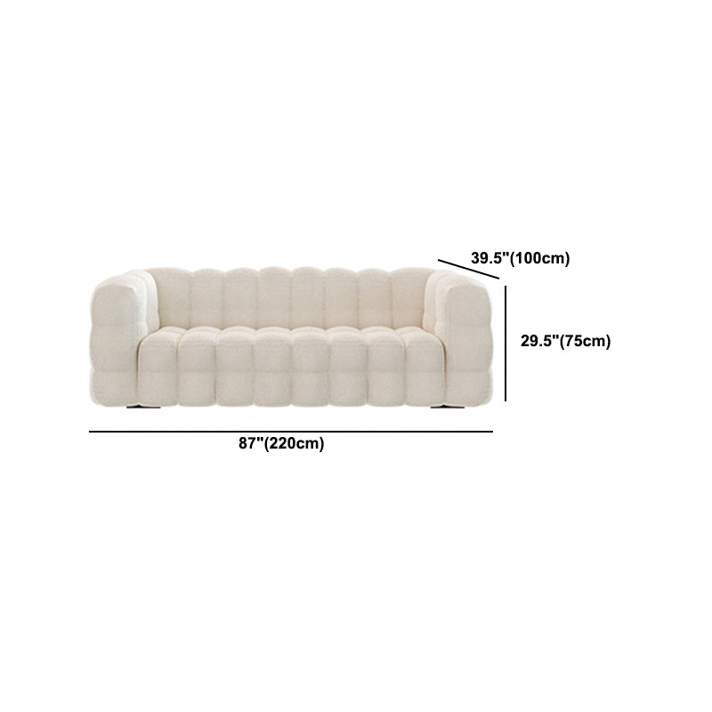 White Biscuit Back Sofa Stain Resistant Modern Tuxedo Arm Sofa