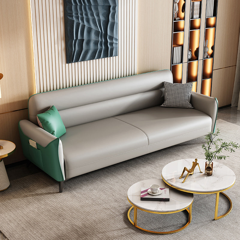 32.3" H 3-seater Faux Leather Square Arm Sofa for Living Room with storage