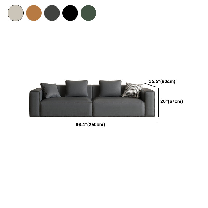 26.3" H 4-seater Faux Leather Square Arm Sofa for Living Room