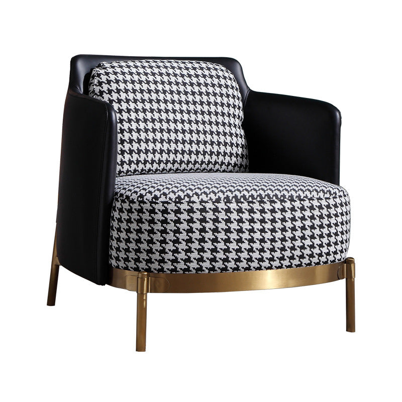 Modern Swallow Gird Sofa Fabric and Leather Sloped Arm Sofa in Blue