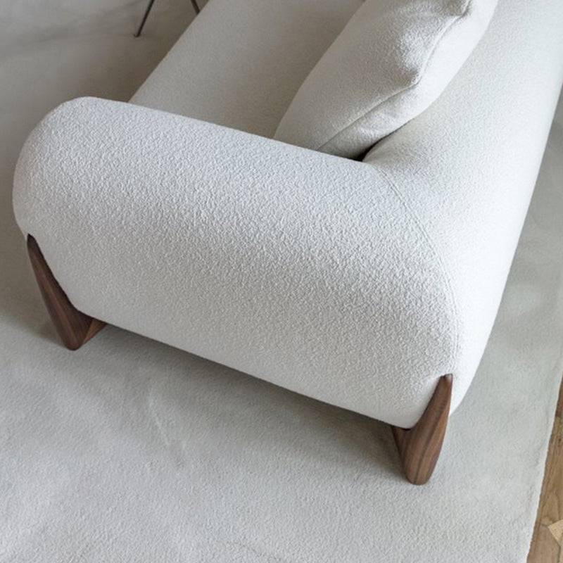 White Tuxedo Arm Sofa Modern 27.16" High Sofa with Wood Accents