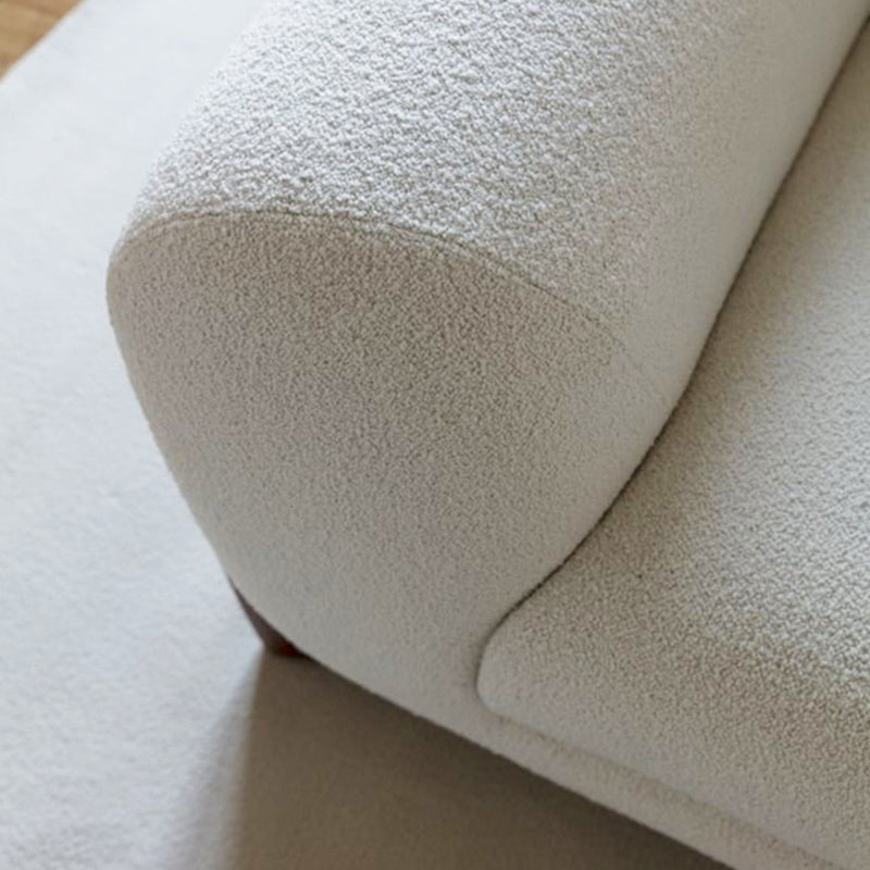 White Tuxedo Arm Sofa Modern 27.16" High Sofa with Wood Accents