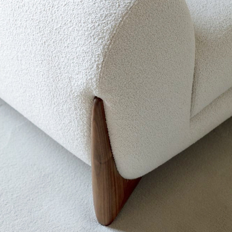 White Tuxedo Arm Sofa Modern 27.16" High Sofa with Wood Accents