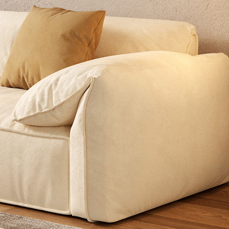 Ivory Faux Leather Sofa Wear-resistant Sewn Pillow Back Sofa