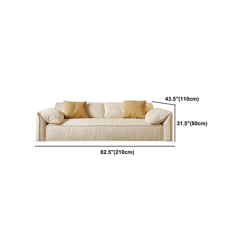 Ivory Faux Leather Sofa Wear-resistant Sewn Pillow Back Sofa