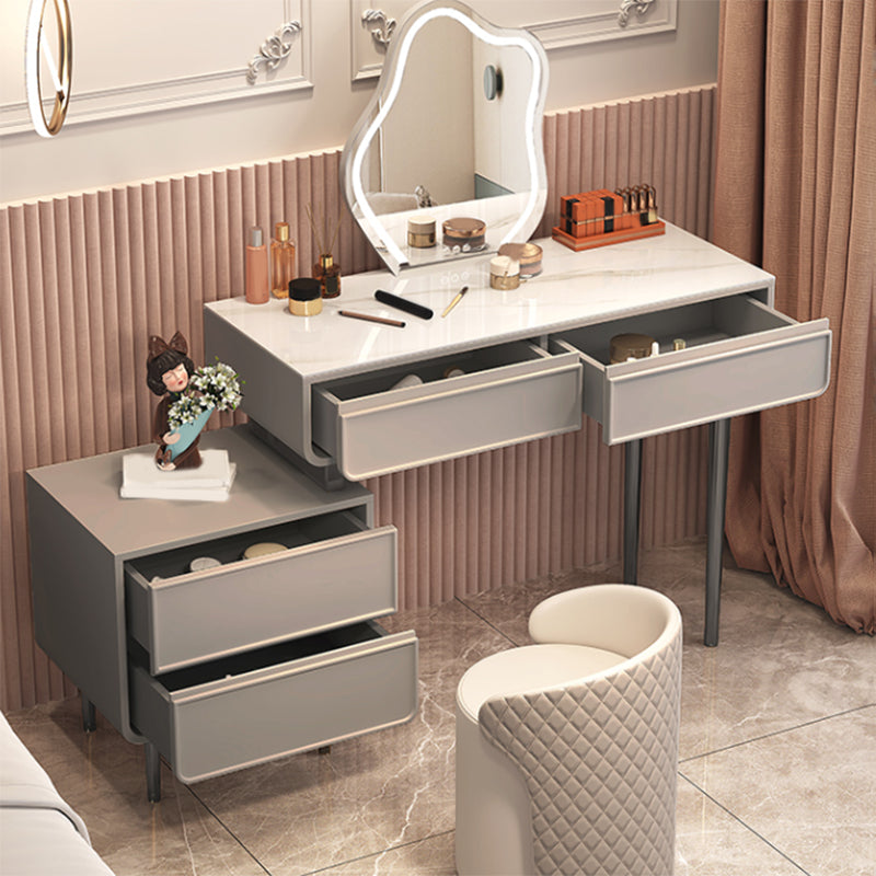 Minimalist Stone Top Vanity Table Modern Makeup Counter with 4 Drawers