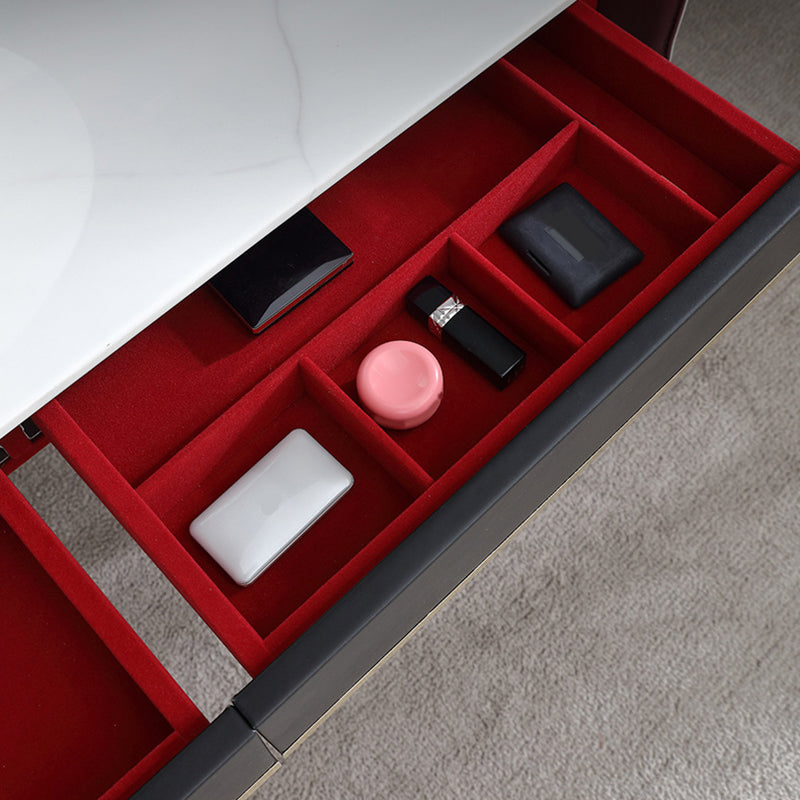 Contemporary Simple Stone Vanity Makeup Table Set with Mirror & Stool