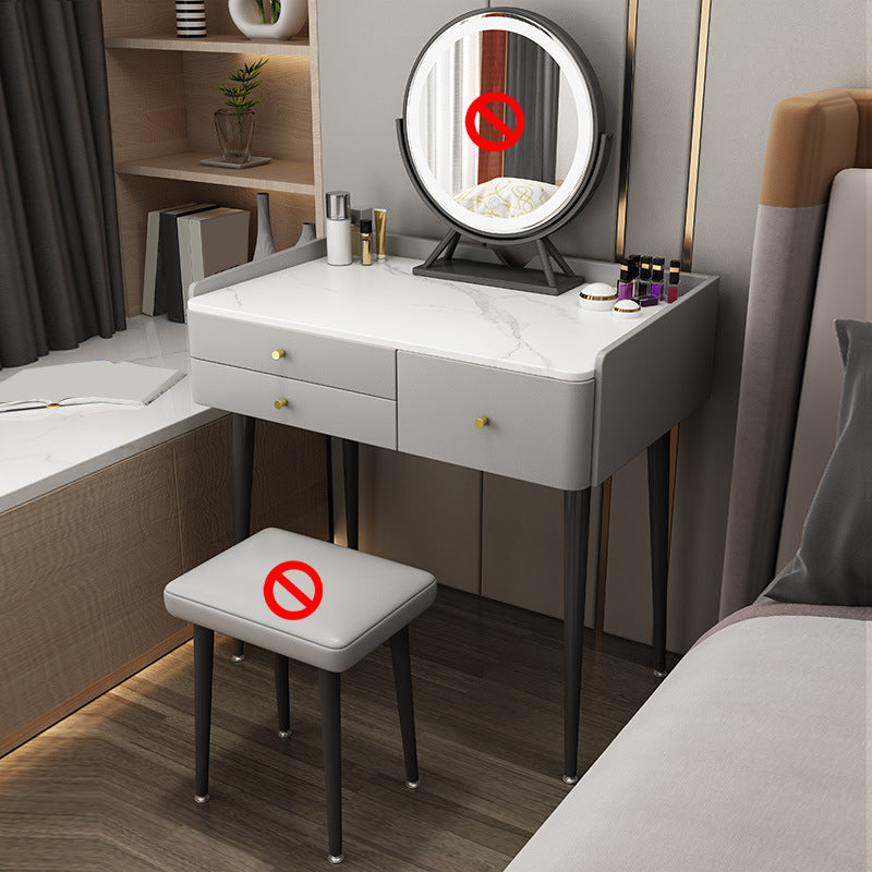 3-Drawer Modern Stone Vanity Makeup Dressing Table with Stool