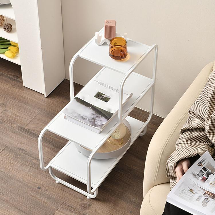 24.4" Tall Rectangle Top Side Table Iron Sled End Table with Shelves