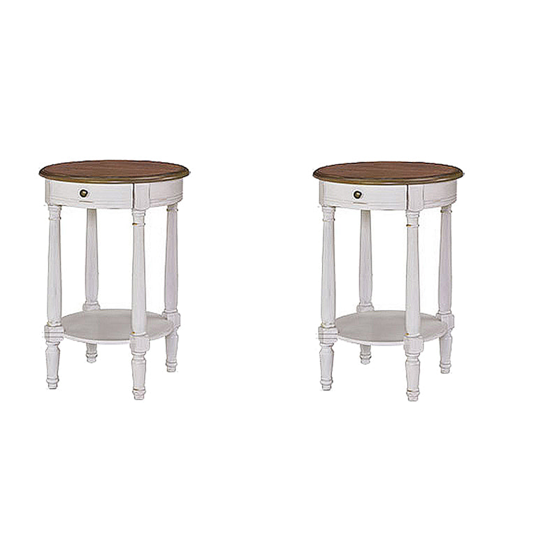 Wooden Round Top Side Table 27.16" Tall 4 Legs End Table with Storage