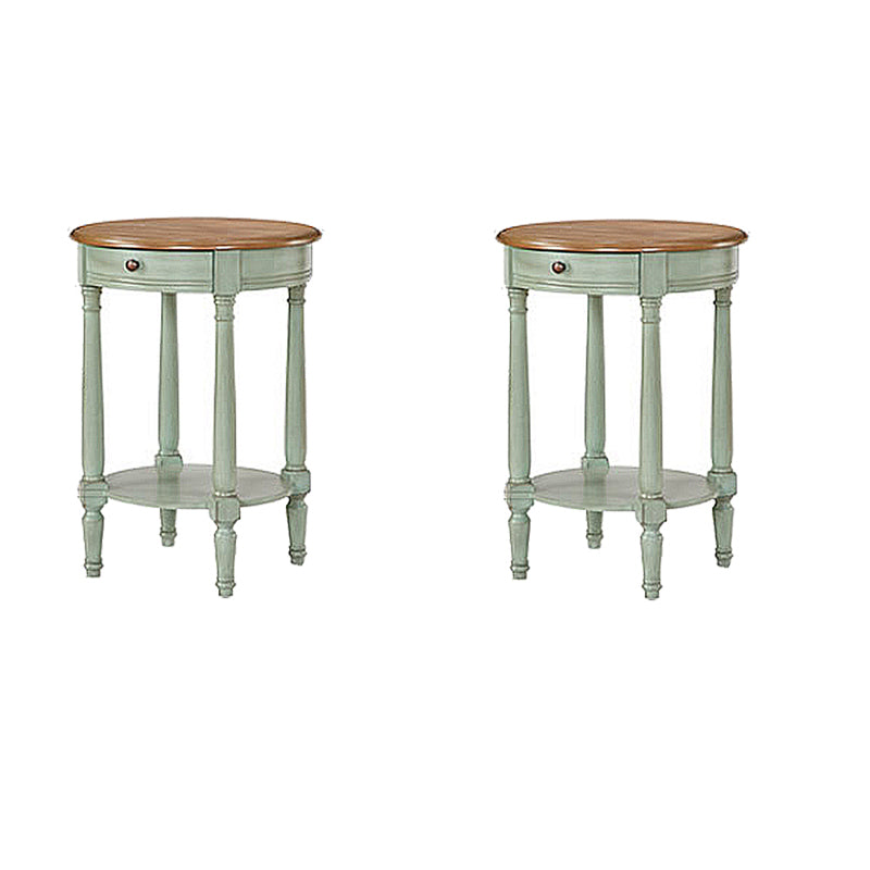 Wooden Round Top Side Table 27.16" Tall 4 Legs End Table with Storage