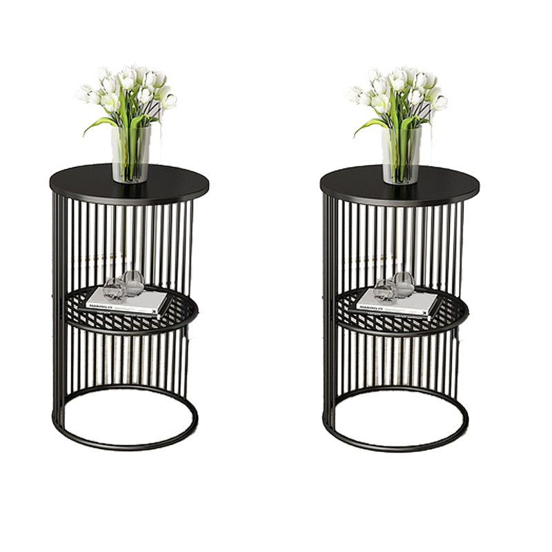 21.65" Tall Mid-century Side End Table Metal Frame Round Sofa Side Accent Table