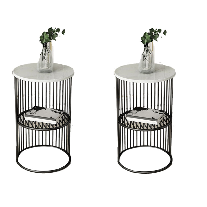 21.65" Tall Mid-century Side End Table Metal Frame Round Sofa Side Accent Table