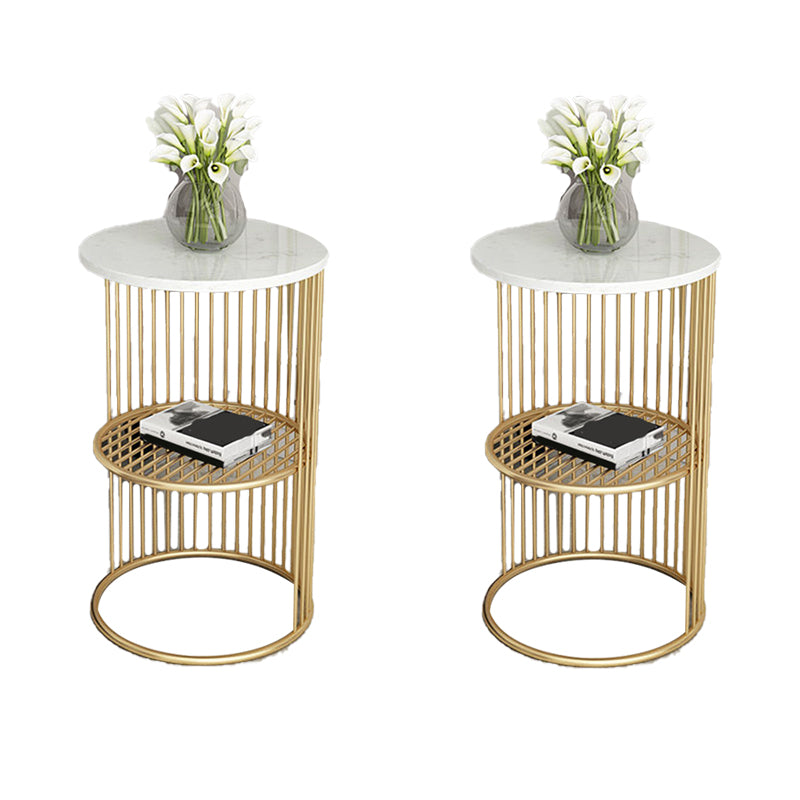 21.65" Tall Mid-century Side End Table Metal Frame Round Sofa Side Accent Table