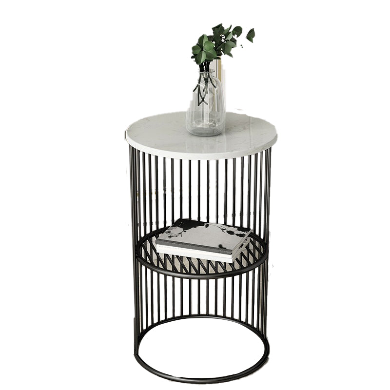 21.65" Tall Mid-century Side End Table Metal Frame Round Sofa Side Accent Table