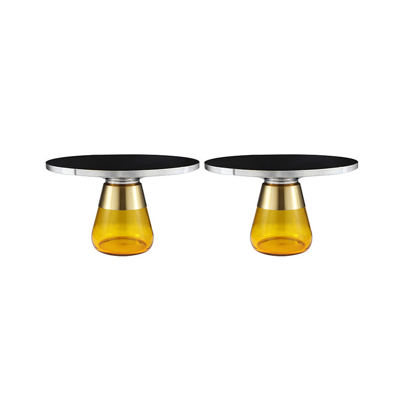 29.53 inch Wide Contemporary Sofa Side Accent Table Glass Round Side End Table