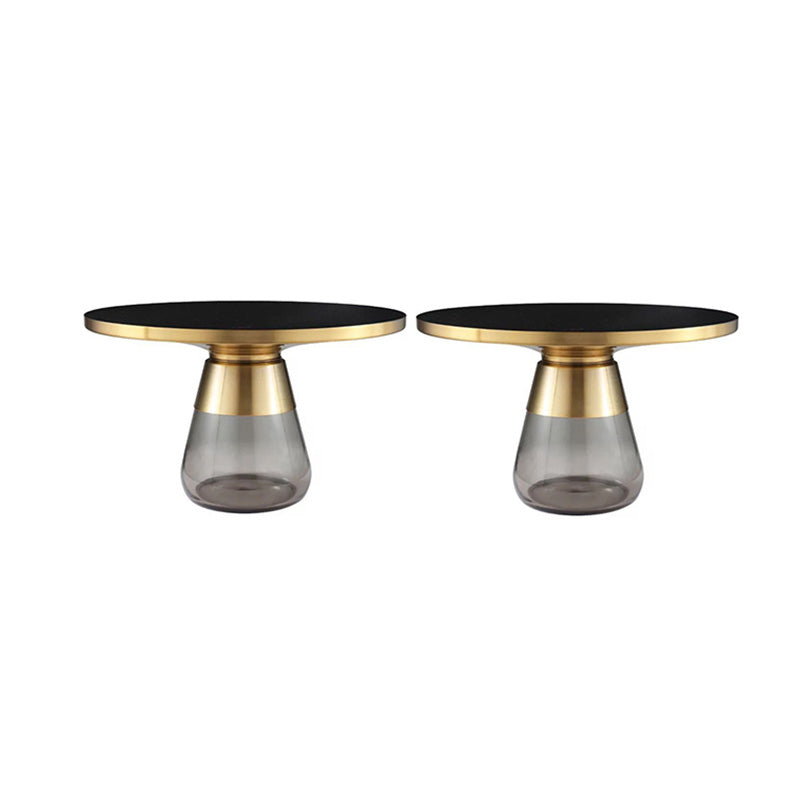 29.53 inch Wide Contemporary Sofa Side Accent Table Glass Round Side End Table