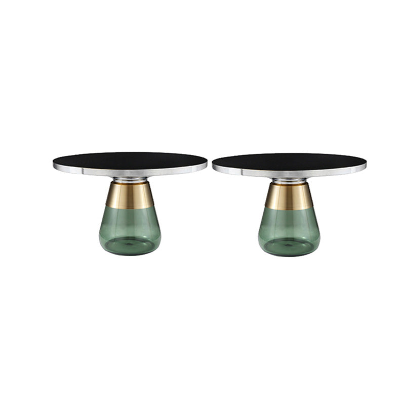 29.53 inch Wide Contemporary Sofa Side Accent Table Glass Round Side End Table