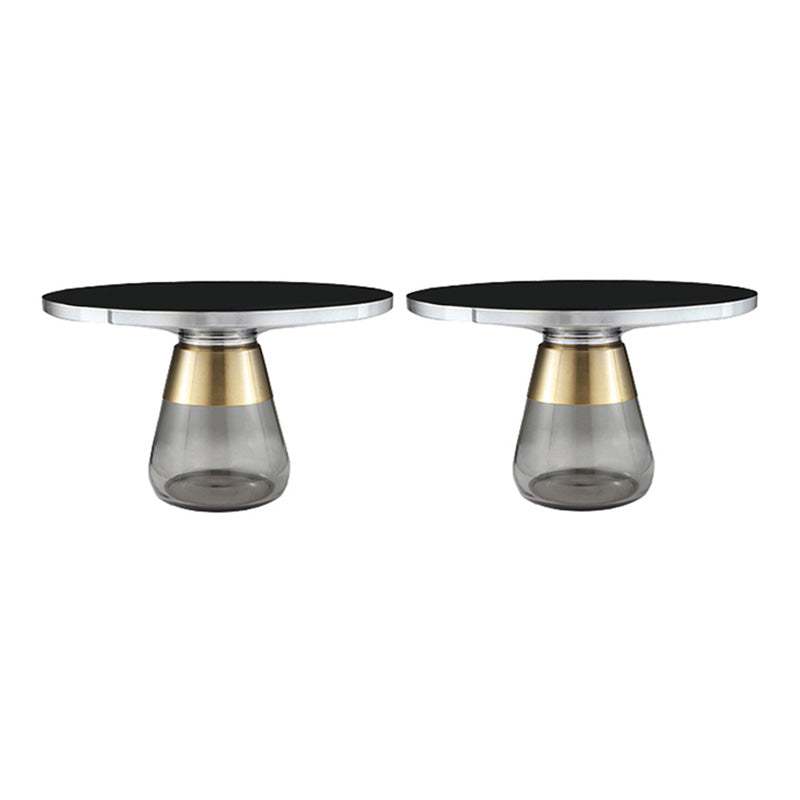 29.53 inch Wide Contemporary Sofa Side Accent Table Glass Round Side End Table