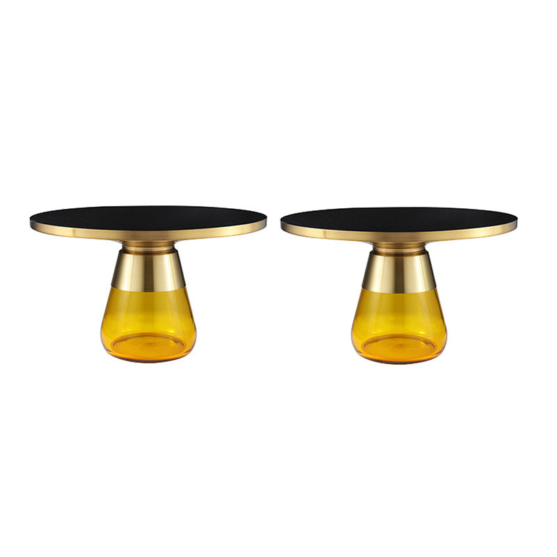 29.53 inch Wide Contemporary Sofa Side Accent Table Glass Round Side End Table