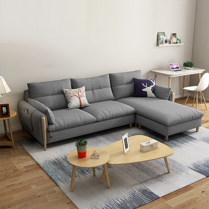 Nordic Living Room Sofa Pillow Top Arm Cushions Wooden Sofa Chaise
