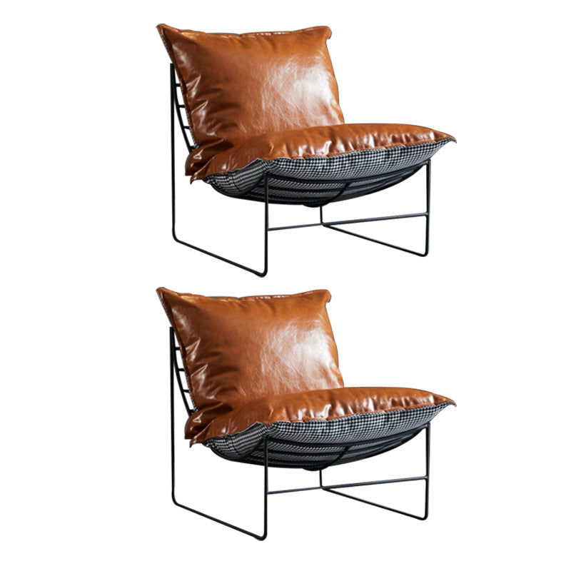 Contemporary Faux Leather Armless Pillow Back with Black Legs Lounge Chair