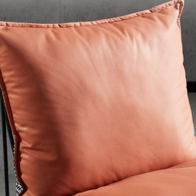 Contemporary Faux Leather Armless Pillow Back with Black Legs Lounge Chair