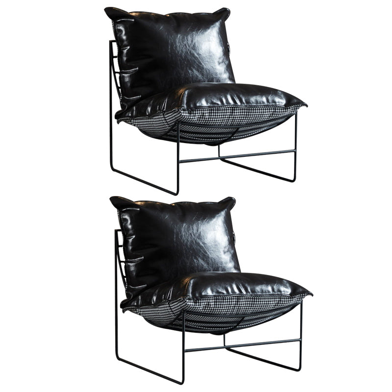 Contemporary Faux Leather Armless Pillow Back with Black Legs Lounge Chair
