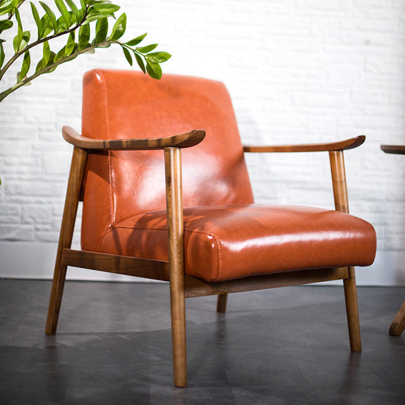 Nordic Arms Included Basic Four Leg Square Cushion Back Arms Armchair