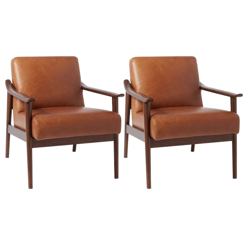 Nordic Arms Included Basic Four Leg Square Cushion Back Arms Armchair