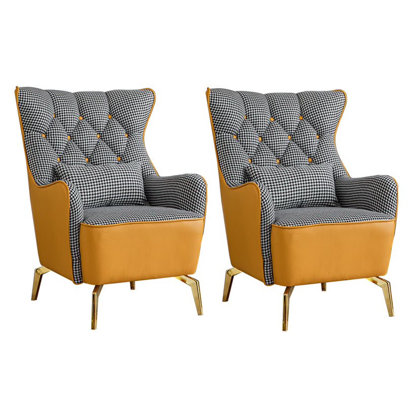 Glam Faux Leather Arms Included with Pillow Fixed Back Lounge Chair