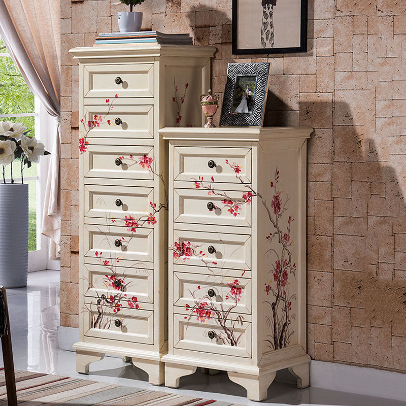 Traditional Vertical Home Chest Wooden Storage Chest with Drawers