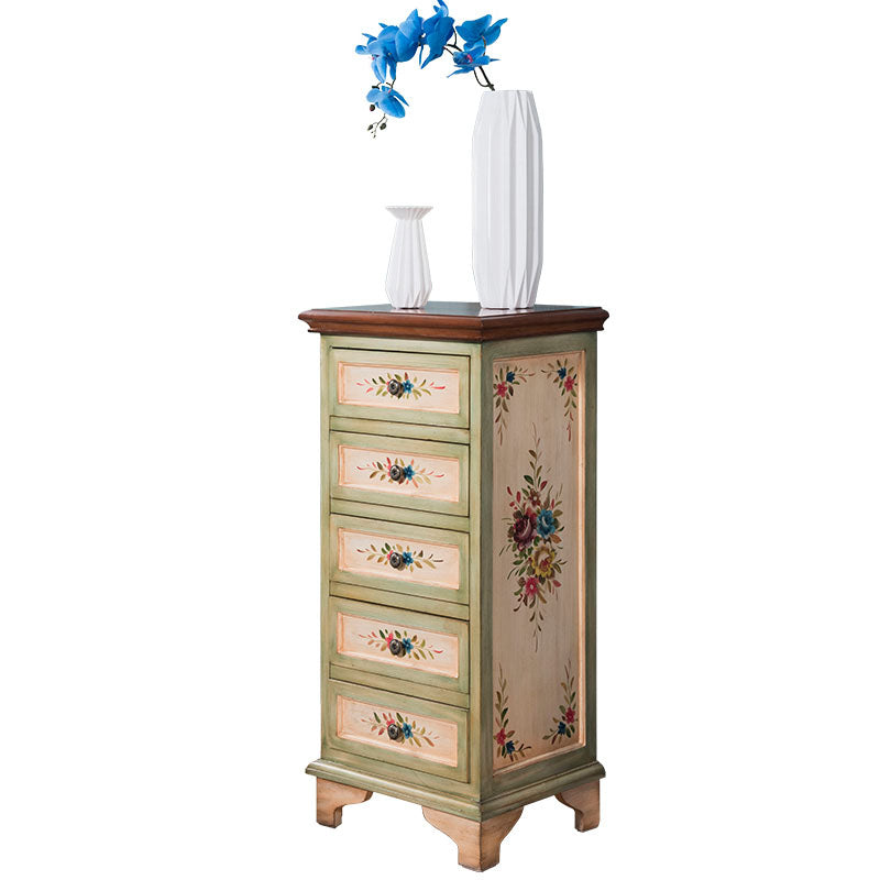 Traditional Vertical Home Chest Wooden Storage Chest with Drawers