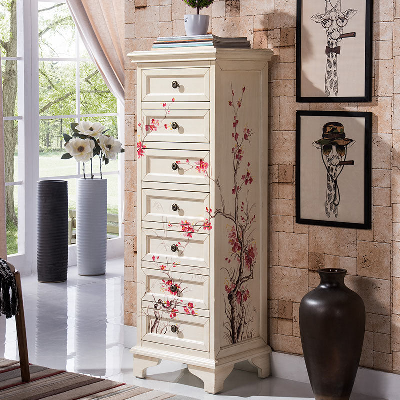 Traditional Vertical Home Chest Wooden Storage Chest with Drawers