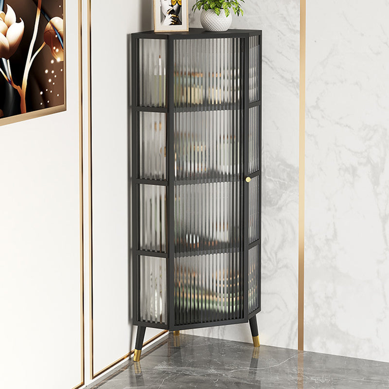 Metal Industrial Curio Cabinet Glass Doors Display Cabinet for Living Room, 16"L X 16"W
