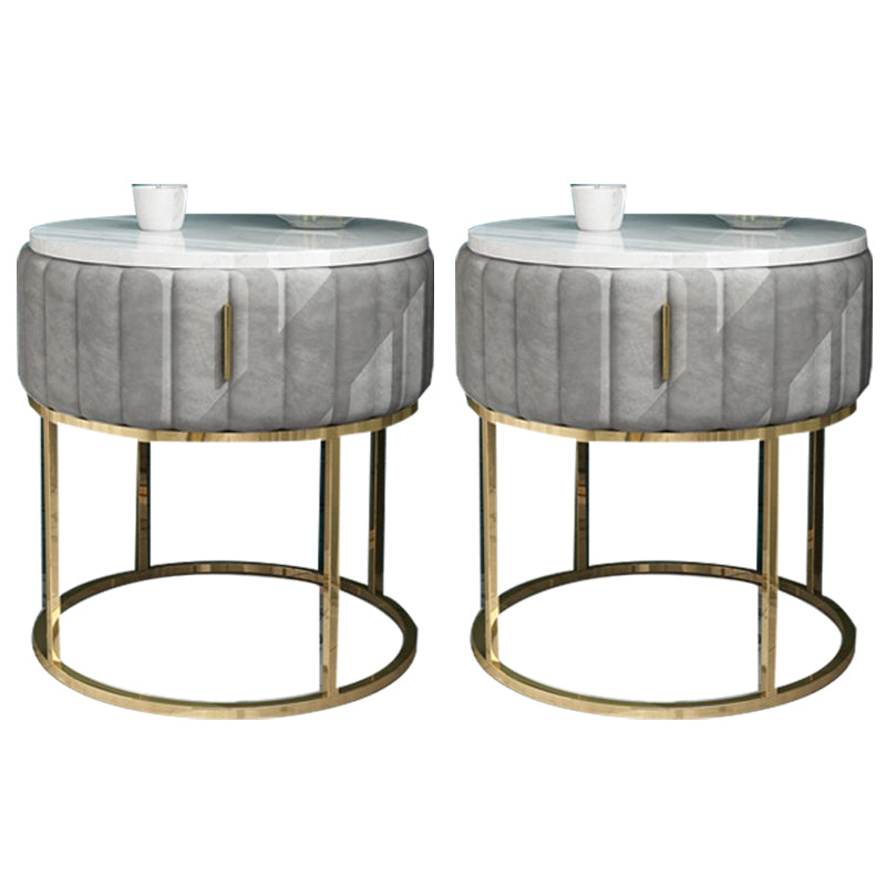 Metal and Slate Bedside Cabinet Modern Minimalist Bedside Table with Drawer