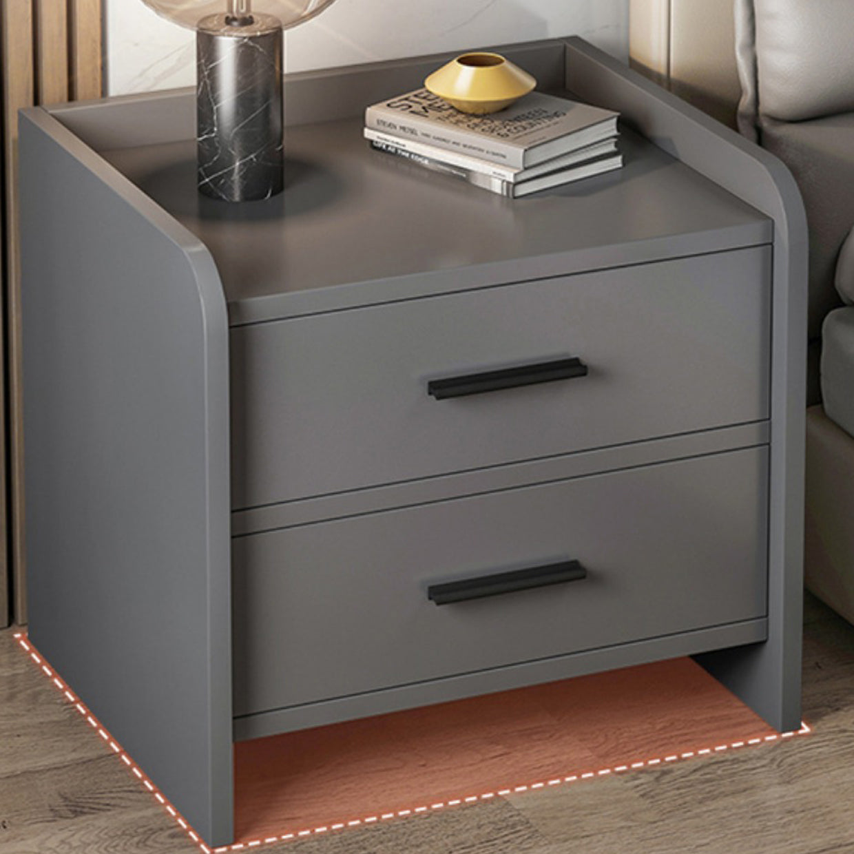 Wooden Bedside Cabinet Modern Minimalist Bedside Table with Drawers