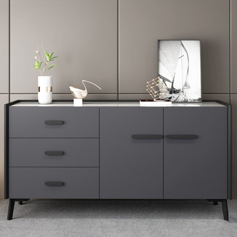 Contemporary Stone Chest Bedroom Horizontal Storage Chest with Drawers