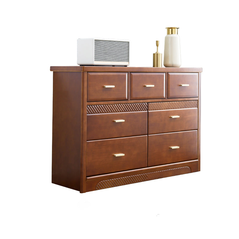 Traditional Rubber Wood Chest Bedroom Horizontal Storage Chest with Drawers