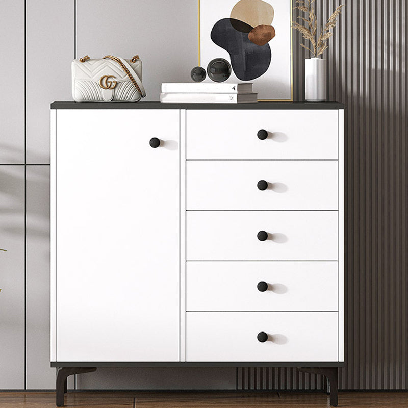 Modern White Storage Chest Dresser Wood Combo Dresser with Drawers and Doors