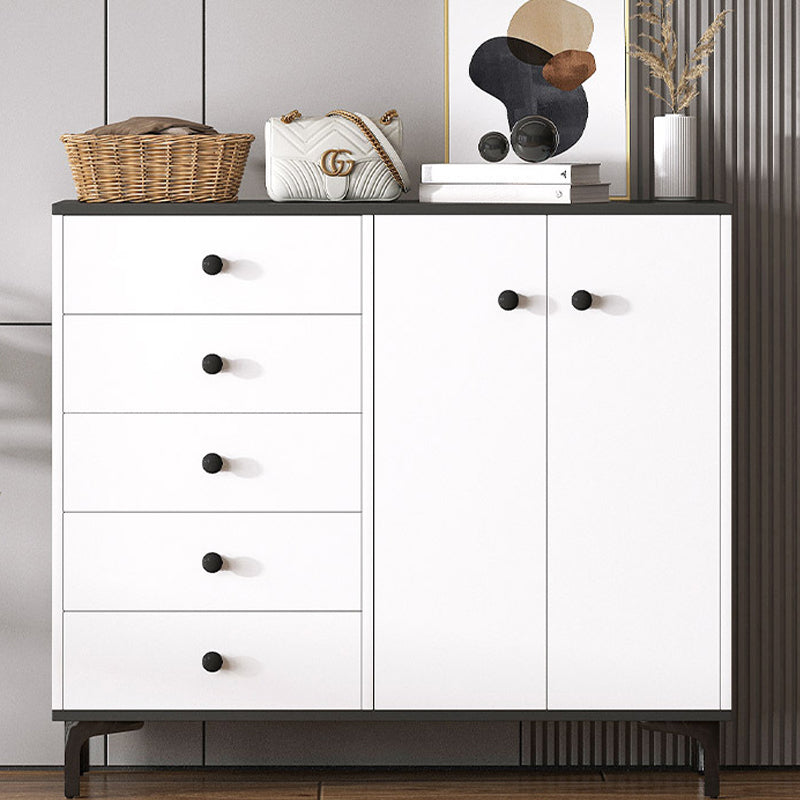 Modern White Storage Chest Dresser Wood Combo Dresser with Drawers and Doors