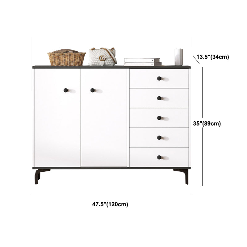 Modern White Storage Chest Dresser Wood Combo Dresser with Drawers and Doors