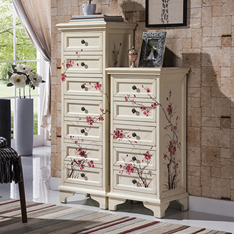 Traditional Vertical Bedroom Chest Solid Pine Storage Chest with Drawers
