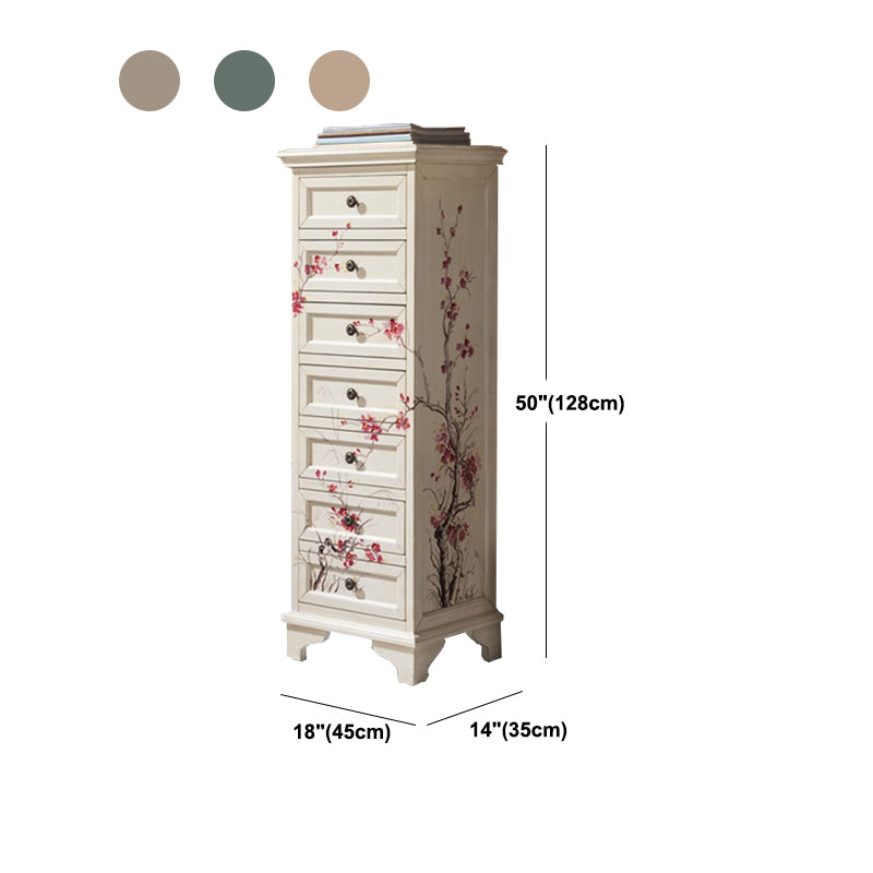Traditional Vertical Bedroom Chest Solid Pine Storage Chest with Drawers