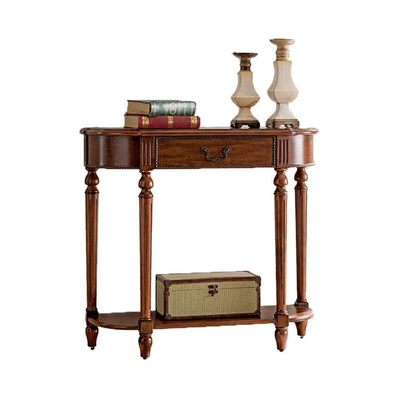 Mid-Century Modern Console Table 11.8" W Solid Wood Storage Console