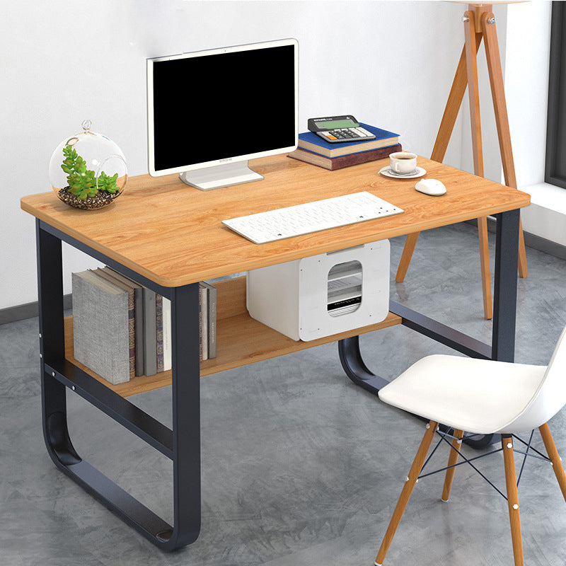 Metal and Wooden Writing Desk Rectangular Office Desk for Bedroom