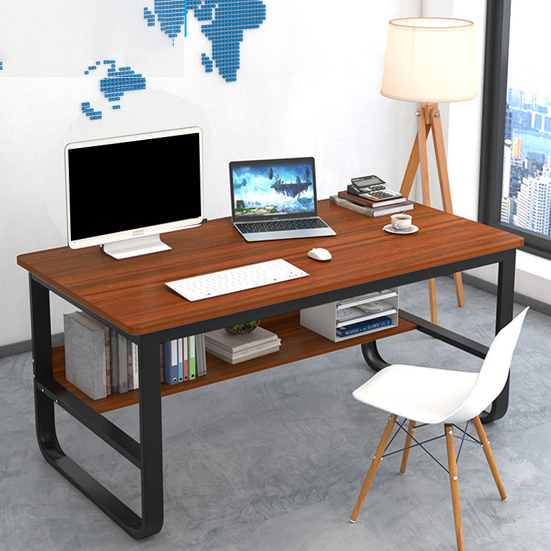 Metal and Wooden Writing Desk Rectangular Office Desk for Bedroom