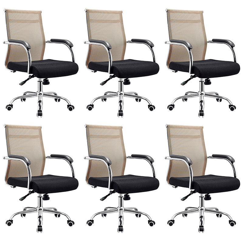 20" Wide Contemporary Desk Chair Black Fixed Arms Mid Back Office Chair